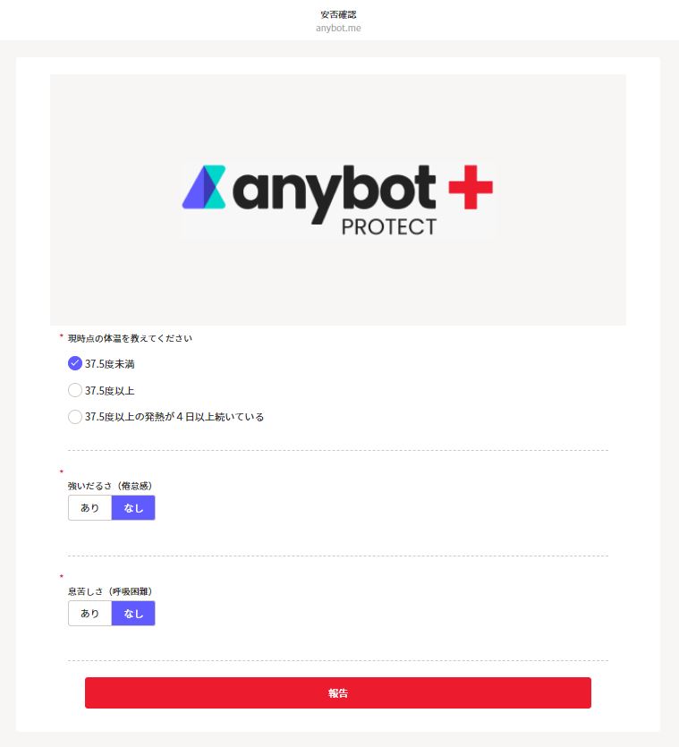 anybotPROTECTパソコン入力画面